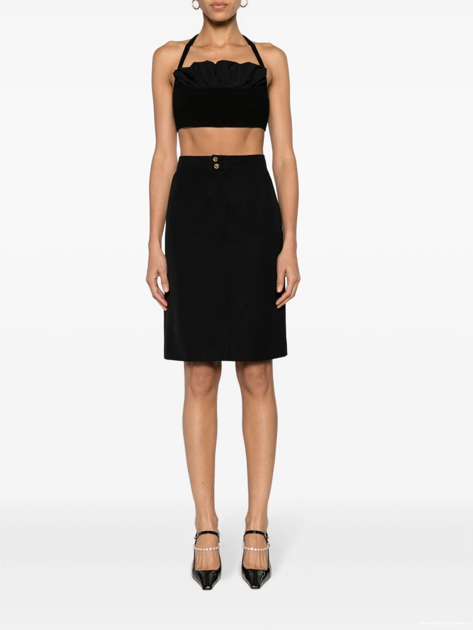 Cheap knee-length Women high-waisted 1990s skirt CHANEL 0329